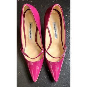 Vintage Fuchsia Pink Manolo Blahnik Mary Jane Pumps Size 39